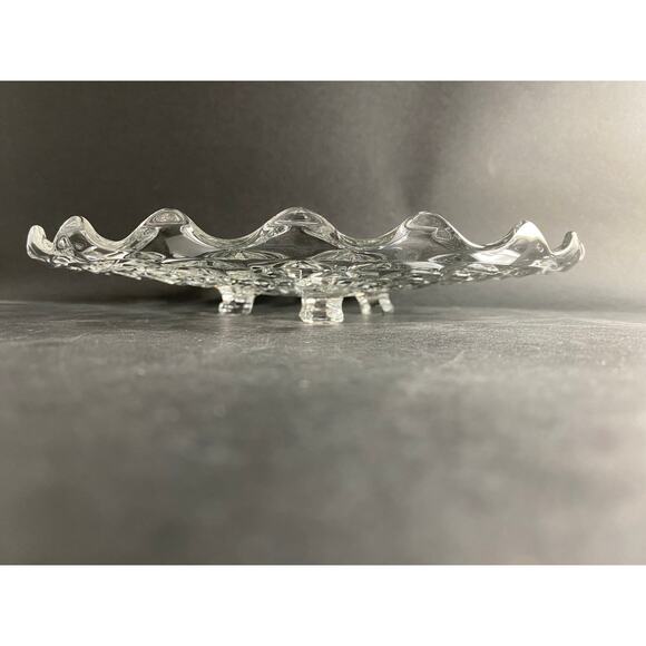 Fostoria American Clear 3-Toed Cake Plate -12" Stacked Cube Design 1940s Vintage - Picture 8 of 8